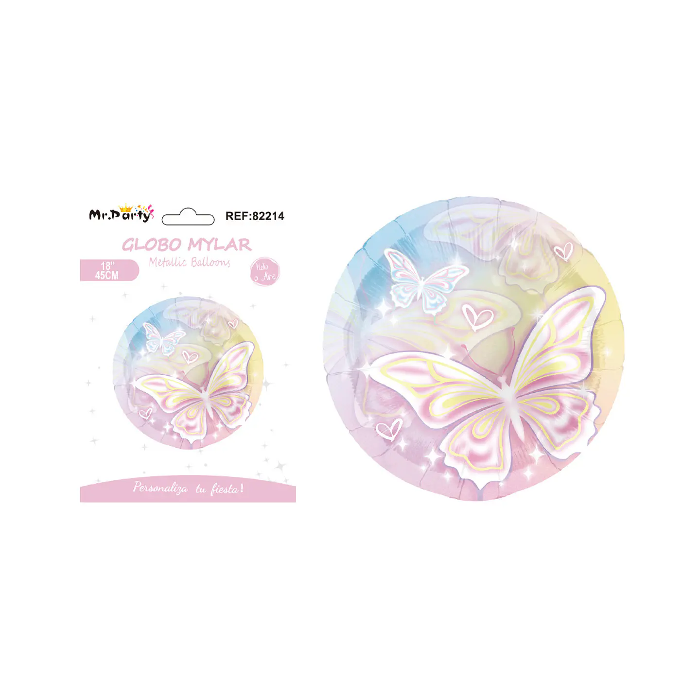 Globo metálico redondo mariposa degradada 45cm   1
