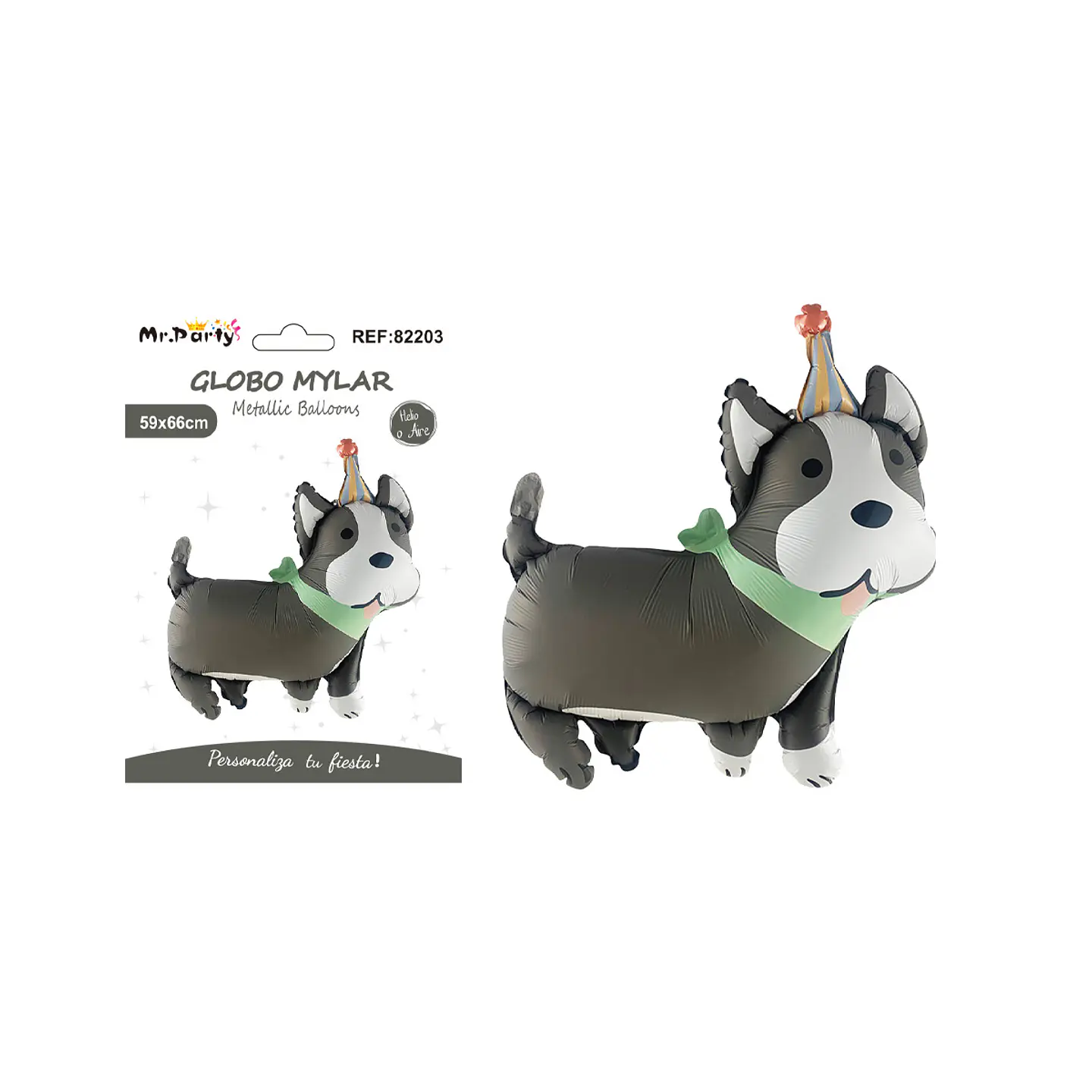 Globo metálico caricatura husky 66*59cm   1