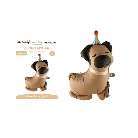Globo metálico caricatura perro pug 75*54cm  