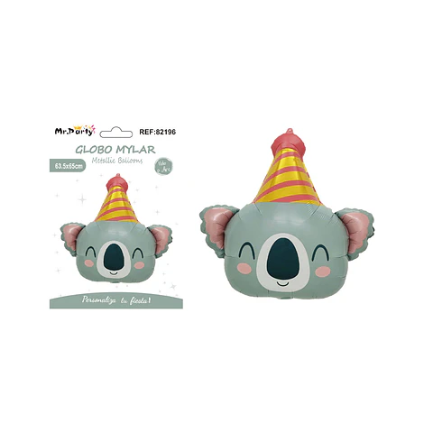 Globo metálico koala con sombrero 63.5*65cm  