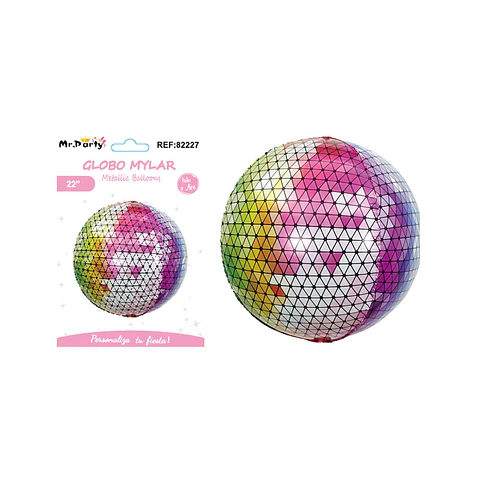 Globo metálico bola disco colorido 22''
