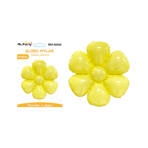 Globo metálico flor de sol amarillo 52*41cm