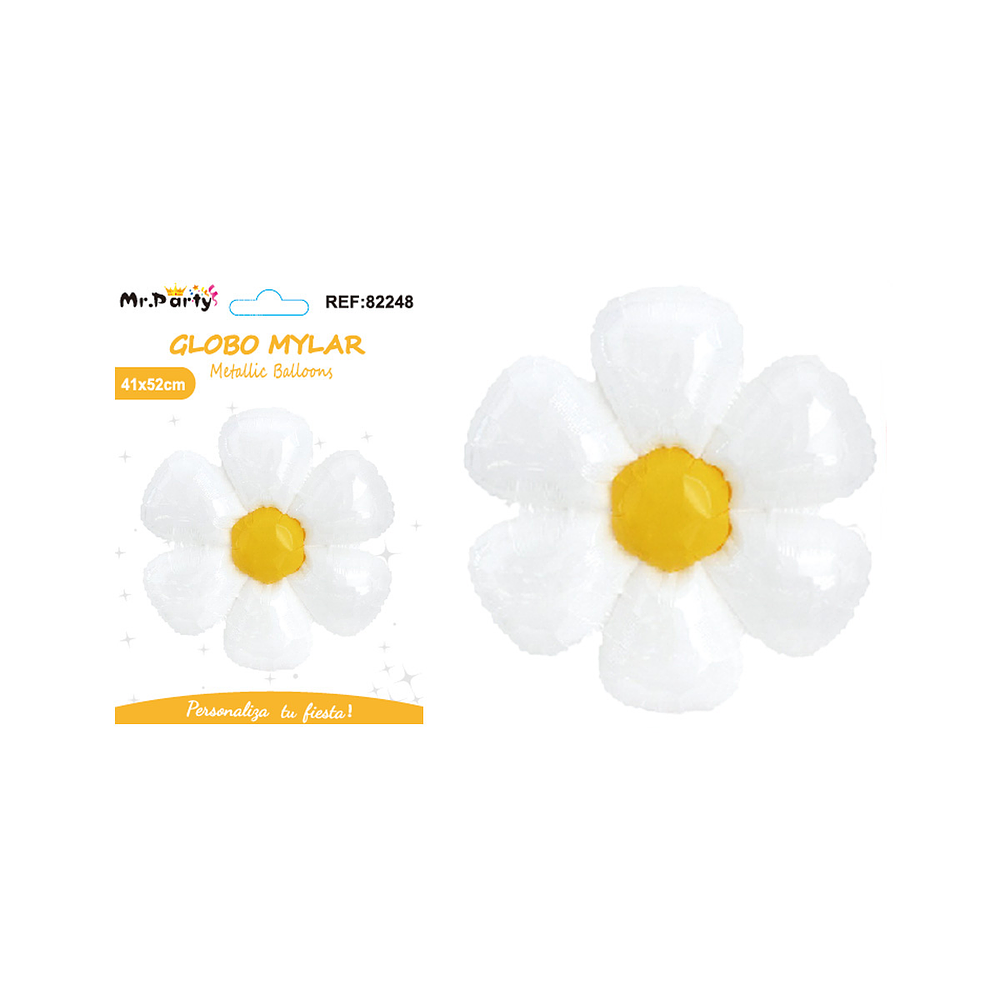 Globo metálico flor de sol blanco 52*41cm