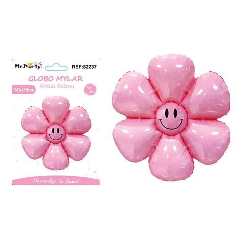 Globo metálico girasol sonriente rosado 97*115cm