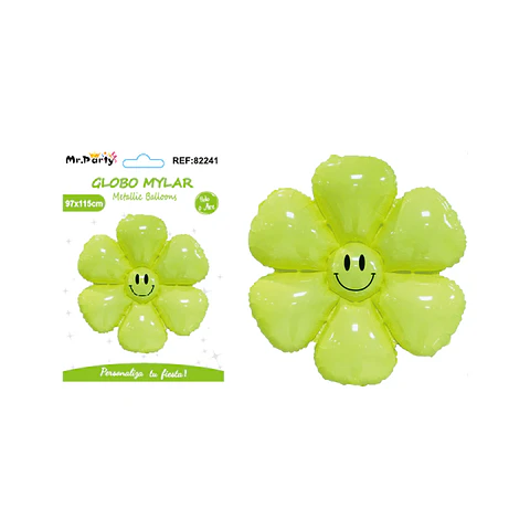 Globo metálico girasol sonriente verde 97*115cm