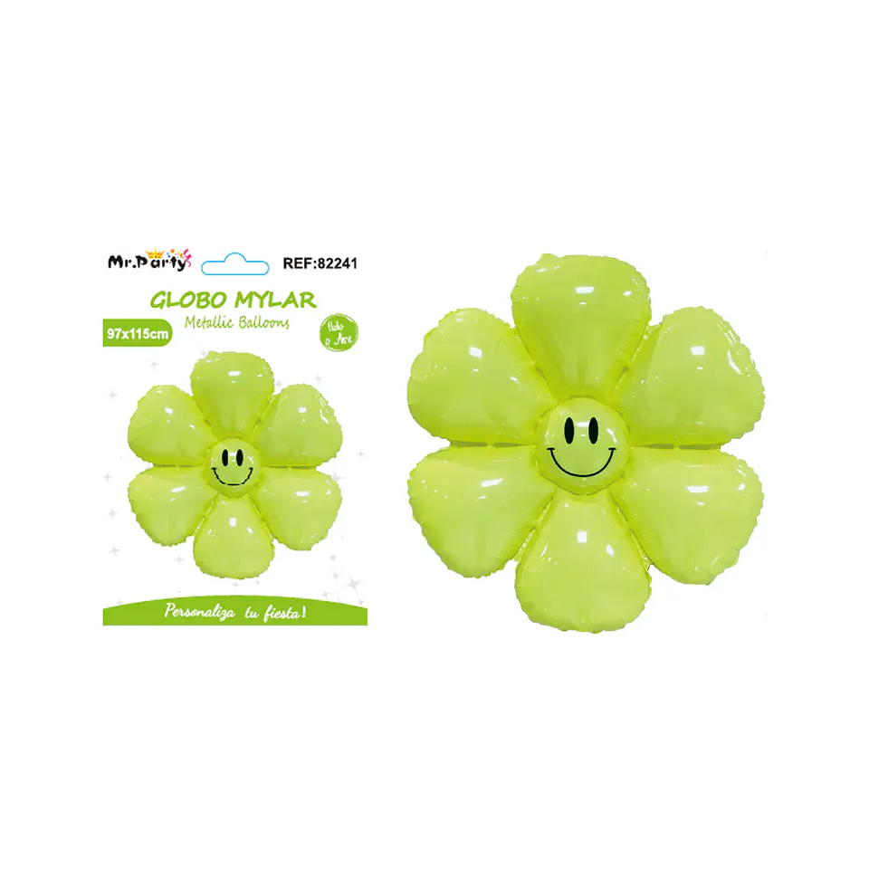 Globo metálico girasol sonriente verde 97*115cm 1