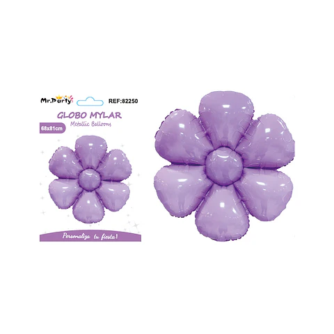 Globo metálico flor de sol morado 81*68cm