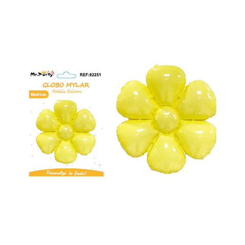 Globo metálico flor de sol amarillo 81*68cm