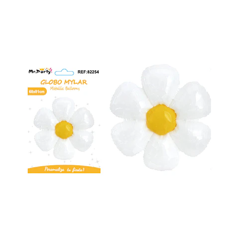 Globo metálico flor de sol blanco 81*68cm