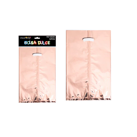 Bolsas metalizadas dorado rosa 16*25cm 10pcs