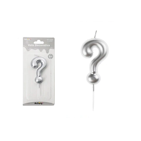 Vela de signo ? plateado 3.8*6CM