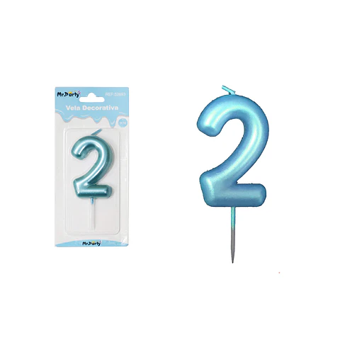 Vela de número 2 azul 3.8*6cm