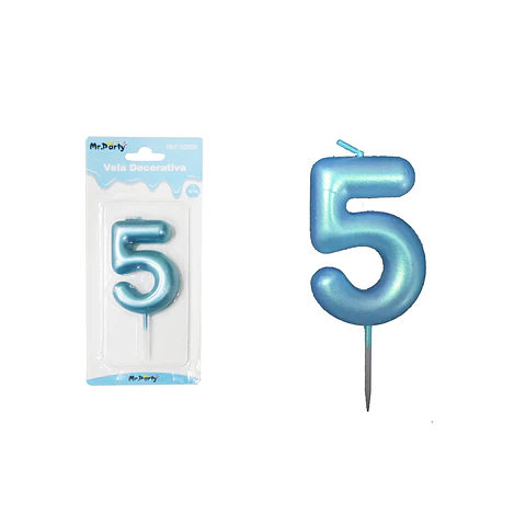 Vela de número 5 azul 3.8*6cm