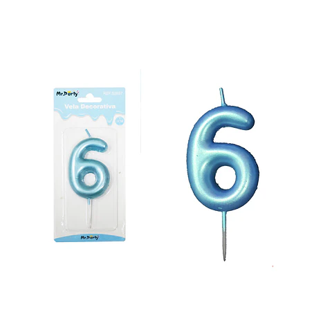 Vela de número 6 azul 3.8*6cm