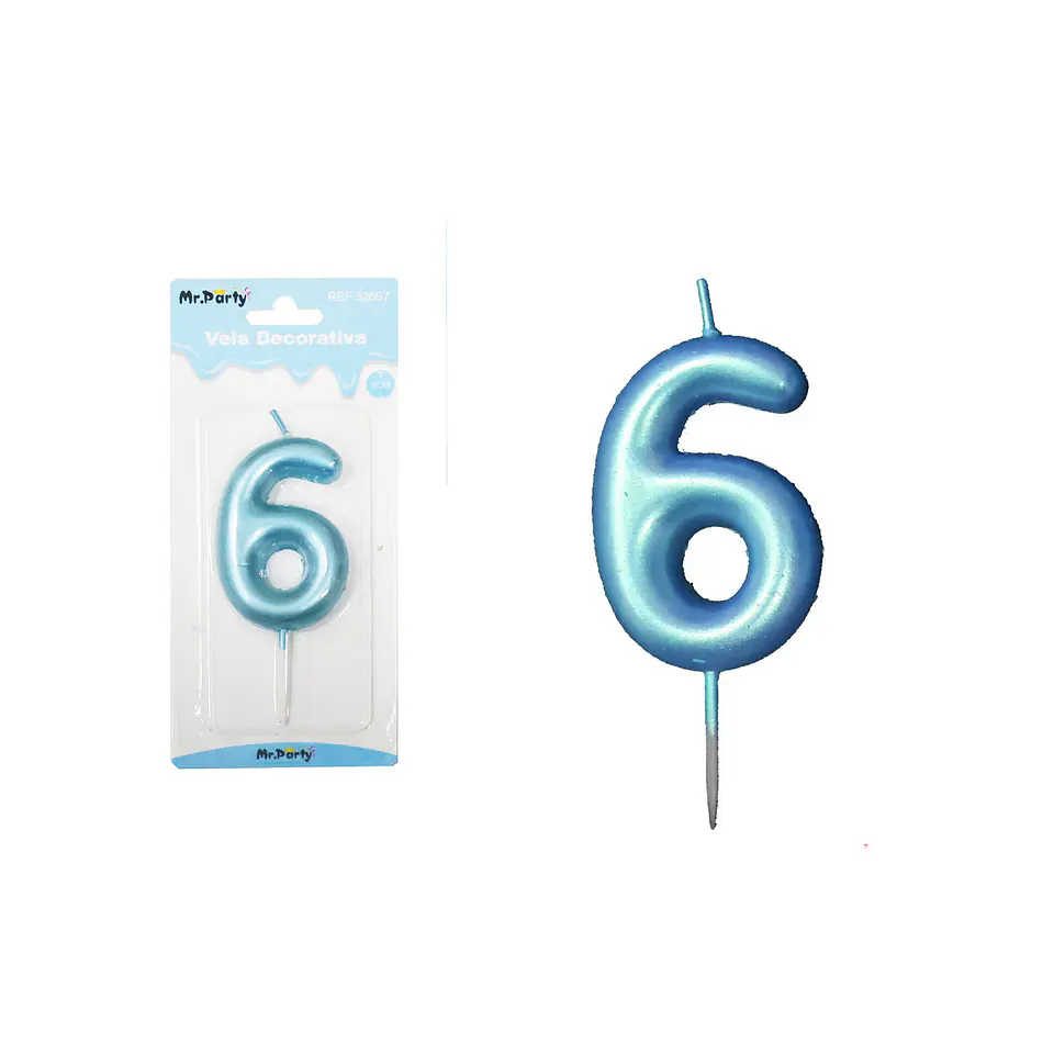 Vela de número 6 azul 3.8*6cm 1