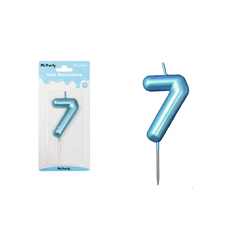 Vela de número 7 azul 3.8*6cm