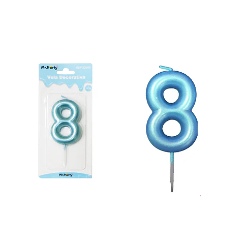 Vela de número 8 azul 3.8*6cm