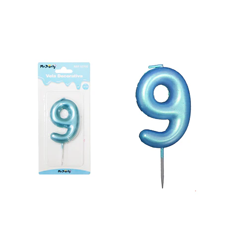 Vela de número 9 azul 3.8*6cm