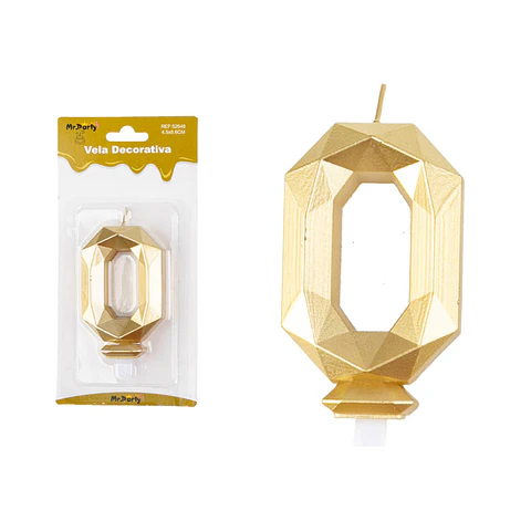 Vela de número 0 dorado en 3D 8.6cm