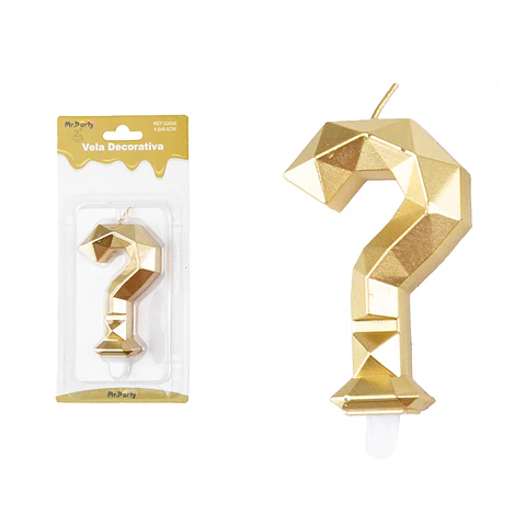 Vela de signo ? dorado en 3D 8.6cm
