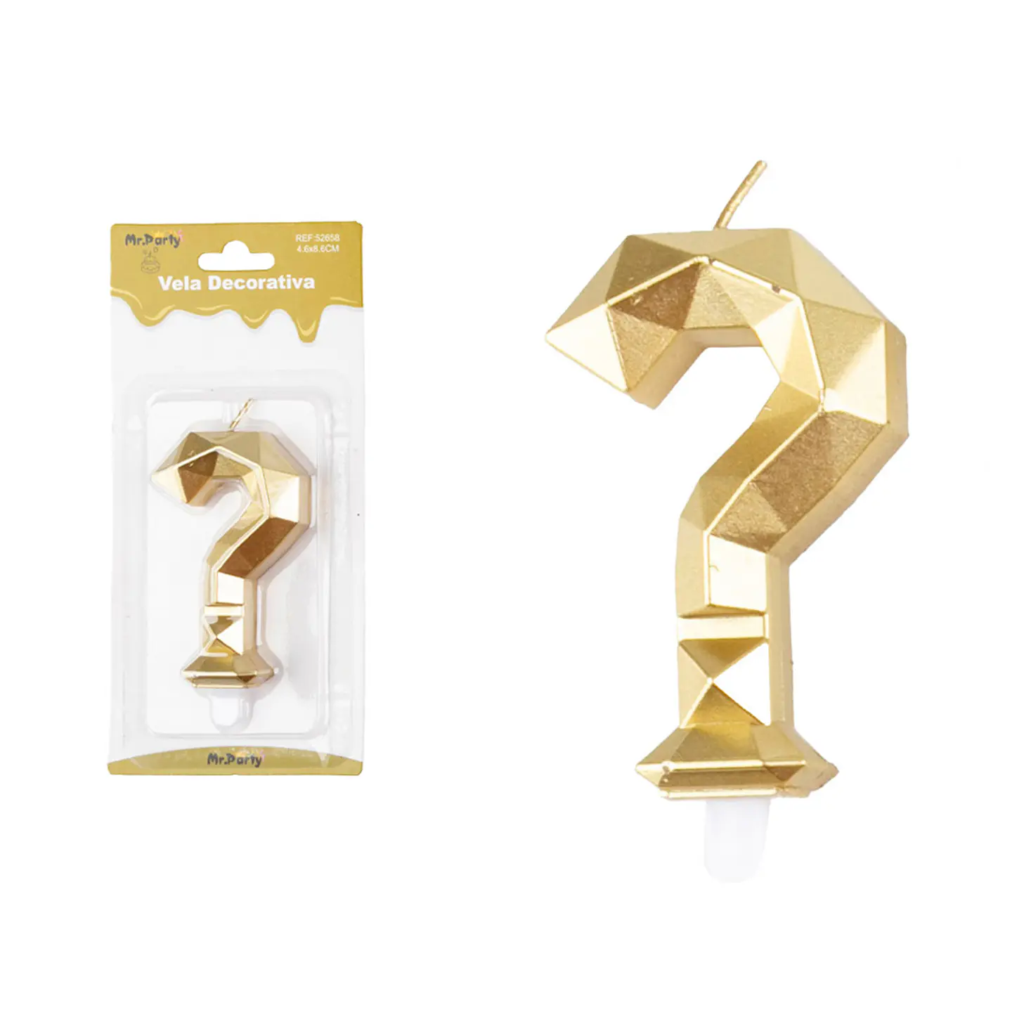 Vela de signo ? dorado en 3D 8.6cm 1