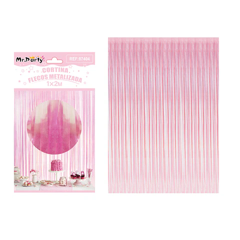Cortina de flecos tornasol rosado claro 1m*2m
