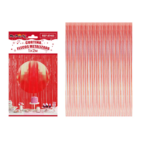Cortina de flecos tornasol rojo 1m*2m