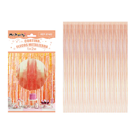 Cortina de flecos tornasol rosa dorado 1m*2m