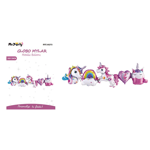 Cadena de globos metálicos unicornio 103*34cm