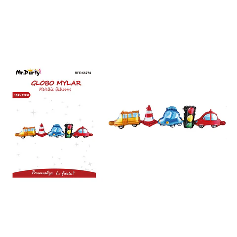 Cadena de globos metálicos autos cars 103*32cm