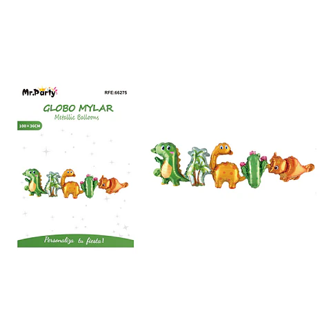 Cadena de globos metálicos dinosaurios 100*36cm