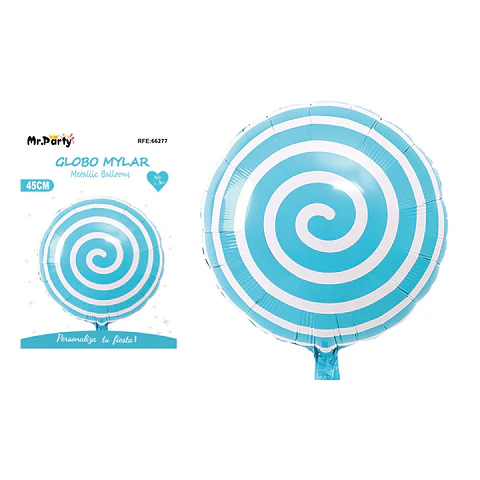 Globo metálico caramelo candy azul 45cm