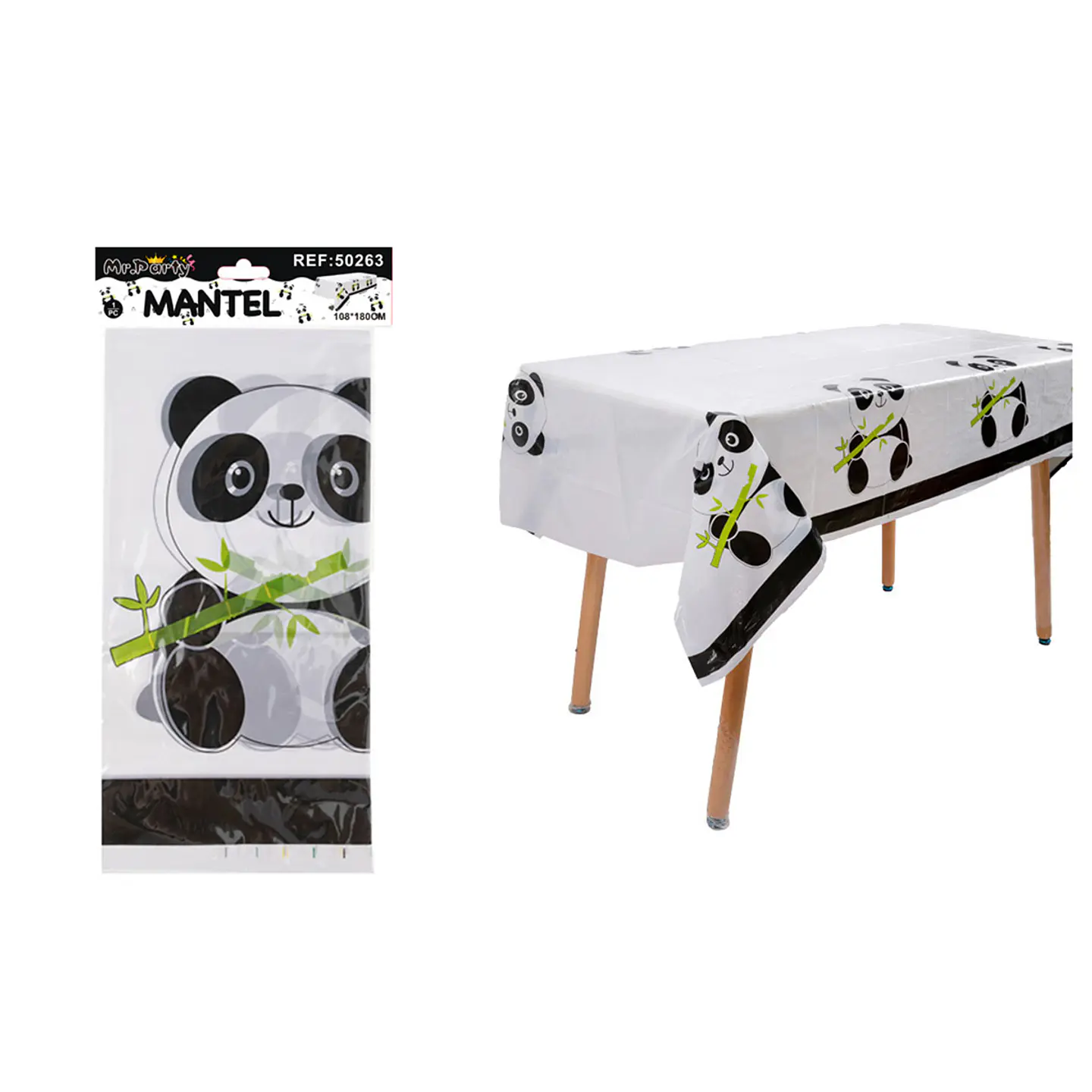 Mantel plástico panda 108*180cm 1
