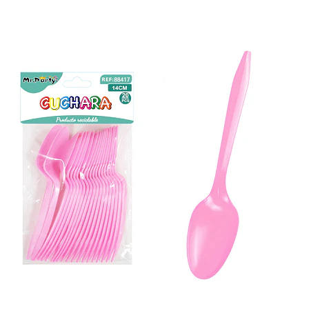 Cucharas plásticas desechables rosado 14cm 20pcs