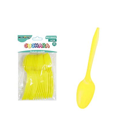 Cucharas plásticas desechables amarillo 14cm 20pcs