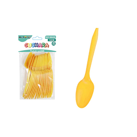 Cucharas plásticas desechables dorado 14cm 20pcs