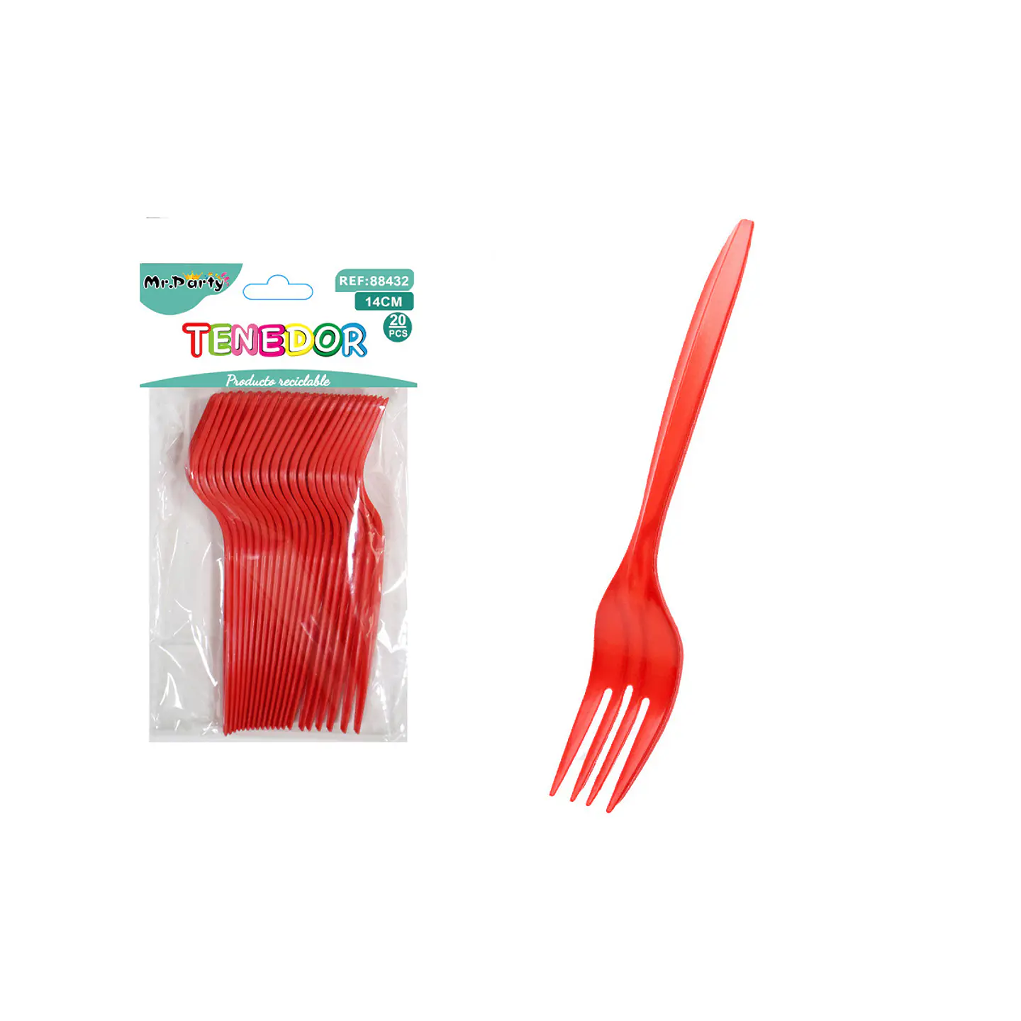 Tenedores plásticos desechables rojo 14cm 20pcs 1