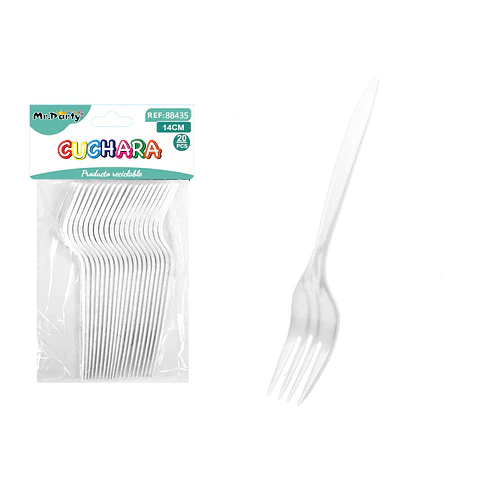 Tenedores plásticos desechables blanco 14cm 20pcs