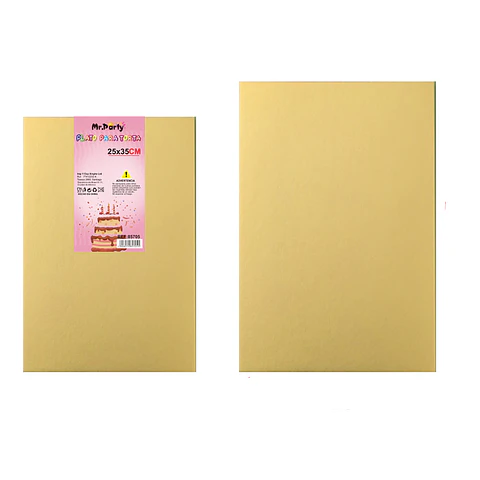 Bandeja base rectangular de cartón para torta 25*35cm dorado