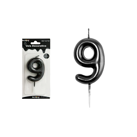 Vela de número 9 negro 3.8*6cm
