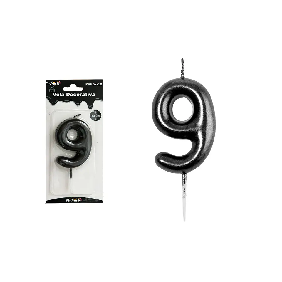 Vela de número 9 negro 3.8*6cm 1