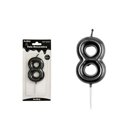 Vela de número 8 negro 3.8*6cm