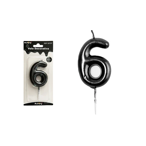 Vela de número 6 negro 3.8*6cm