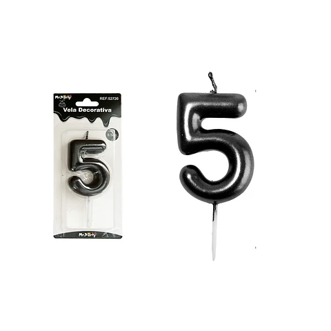 Vela de número 5 negro 3.8*6cm