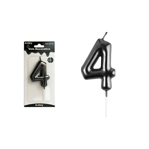 Vela de número 4 negro 3.8*6cm