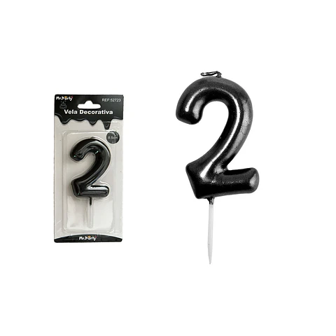 Vela de número 2 negro 3.8*6cm