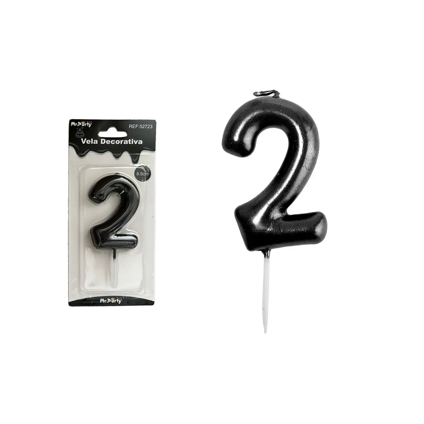 Vela de número 2 negro 3.8*6cm 1