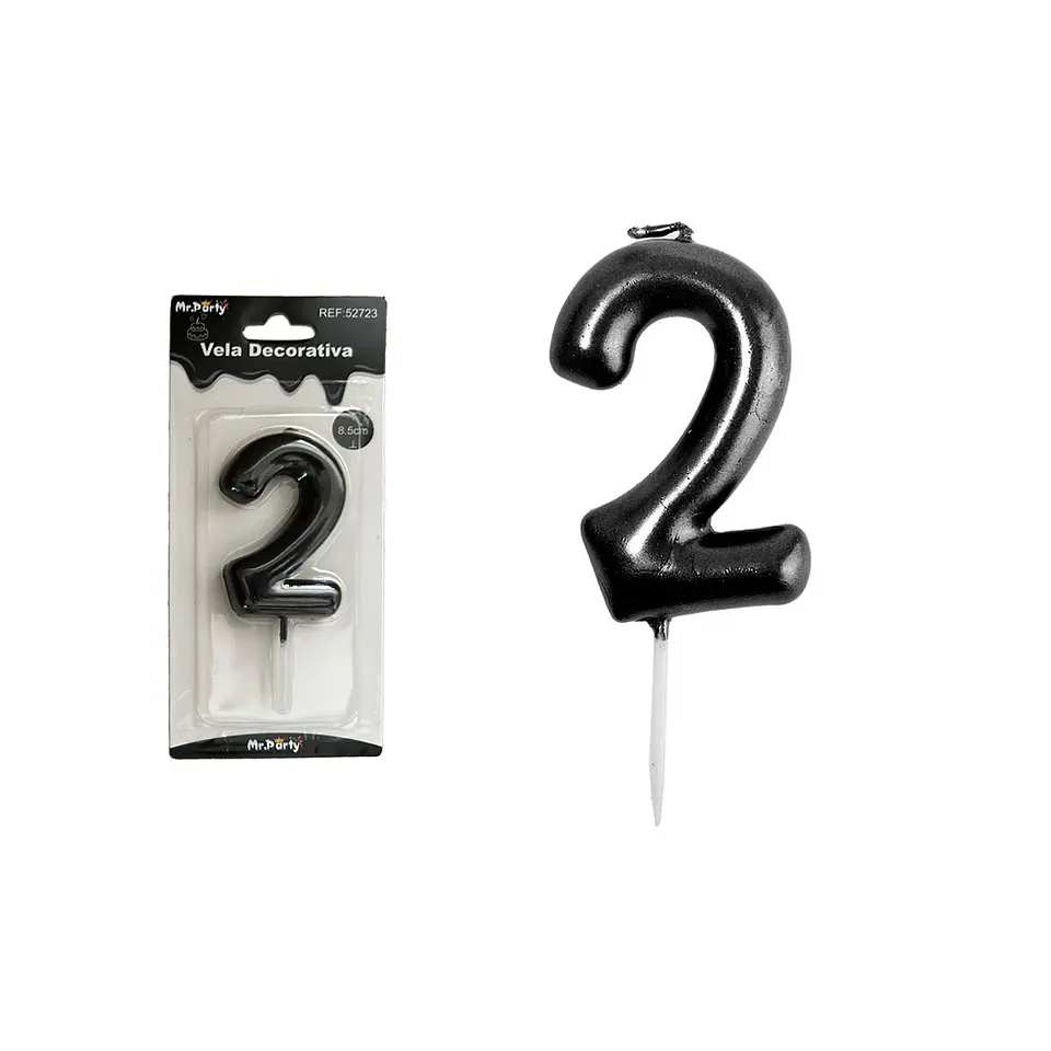 Vela de número 2 negro 3.8*6cm 1