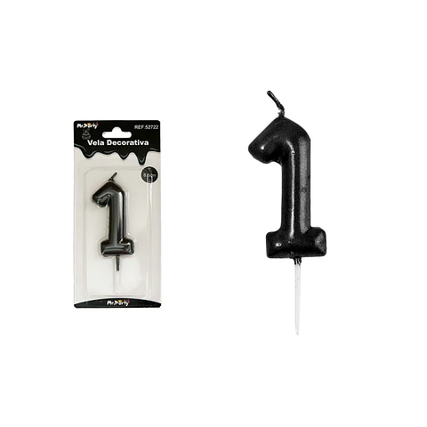 Vela de número 1 negro 3.8*6cm