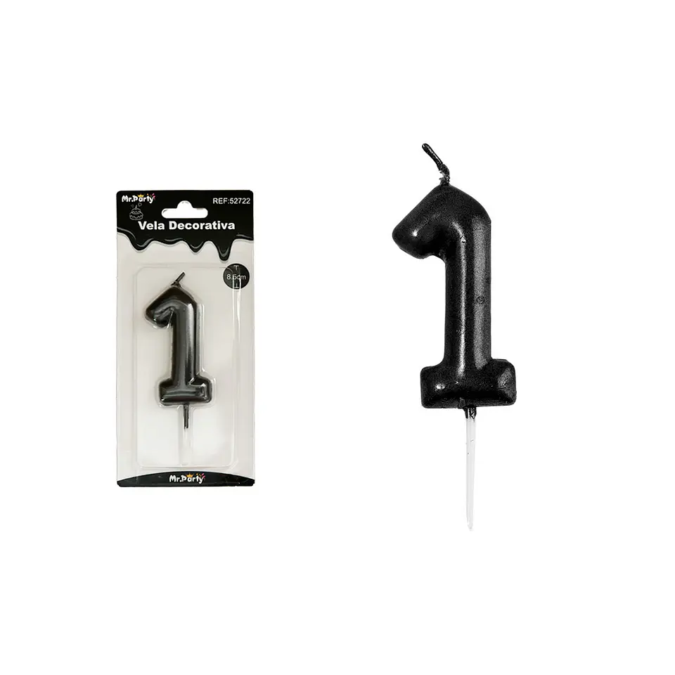 Vela de número 1 negro 3.8*6cm 1